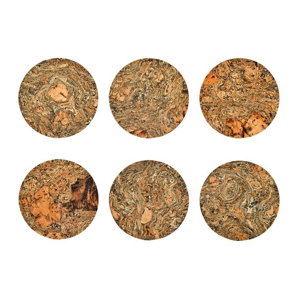 Set of 6 cork coasters